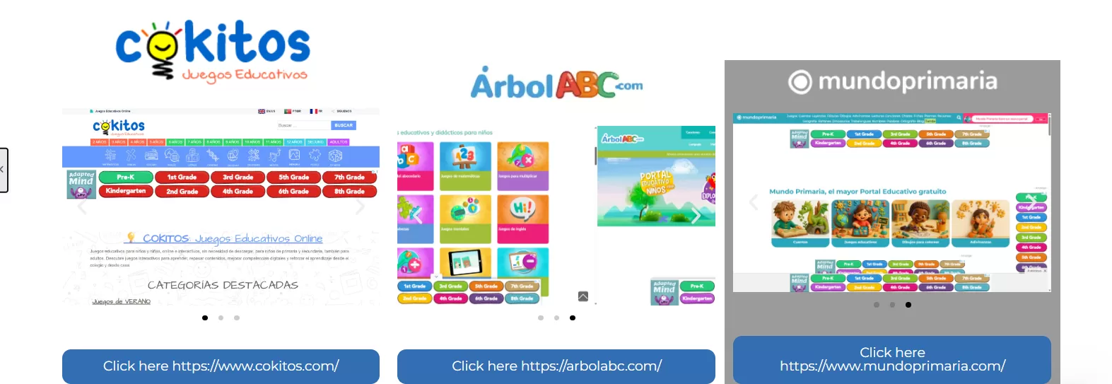 3 paginas de Juegos Educativos para niños 2025