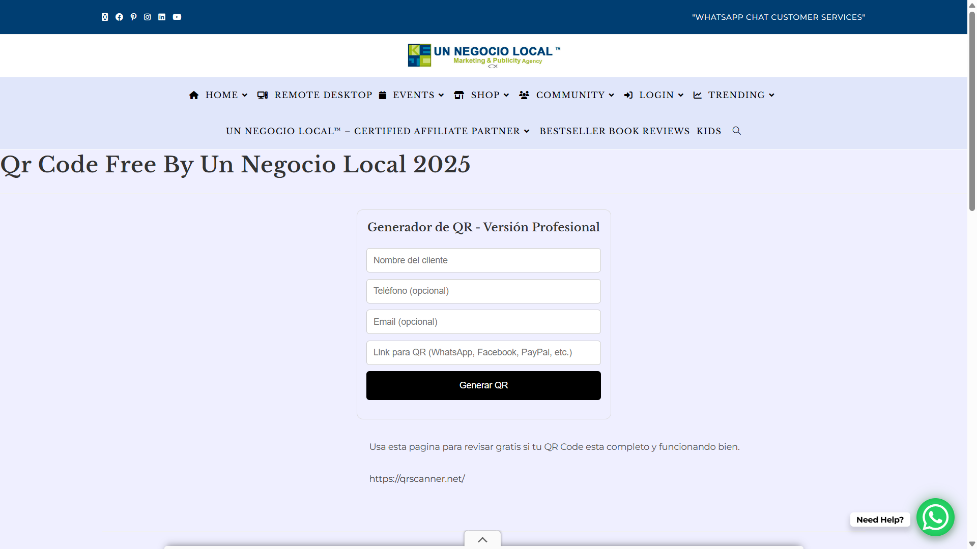Qr Code Free By Un Negocio Local 2025
